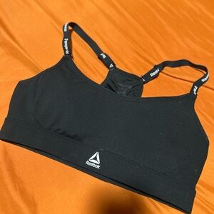 Reebok Women's Black Sports Bra with Logo Straps